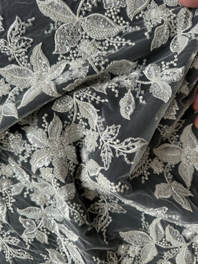 Dentelle perlée ivoire - EB1101