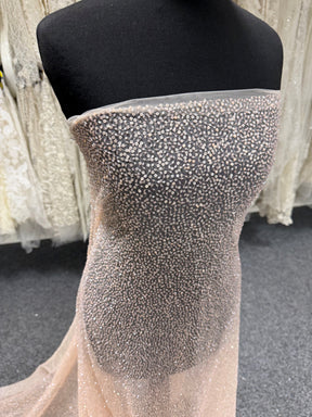 Tulle brodé de perles rose foncé - EB1103