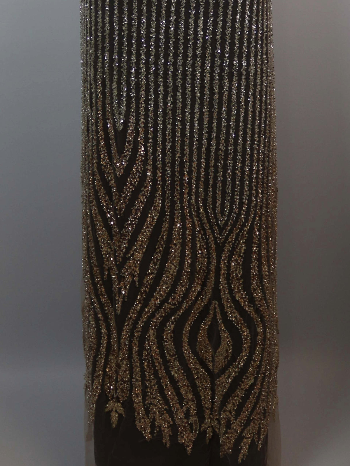 Tulle brodé de perles or/ivoire - EB1104