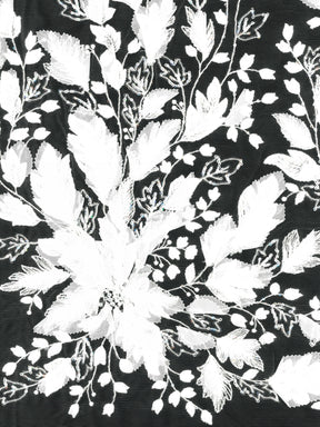 Tulle ivoire brodé de perles en 3D - EB1107