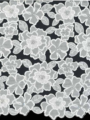 Tulle brodé de sequins ivoire - EB3003