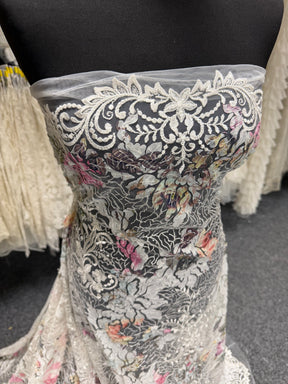 Tulle imprimé à sequins ivoire – EB3010