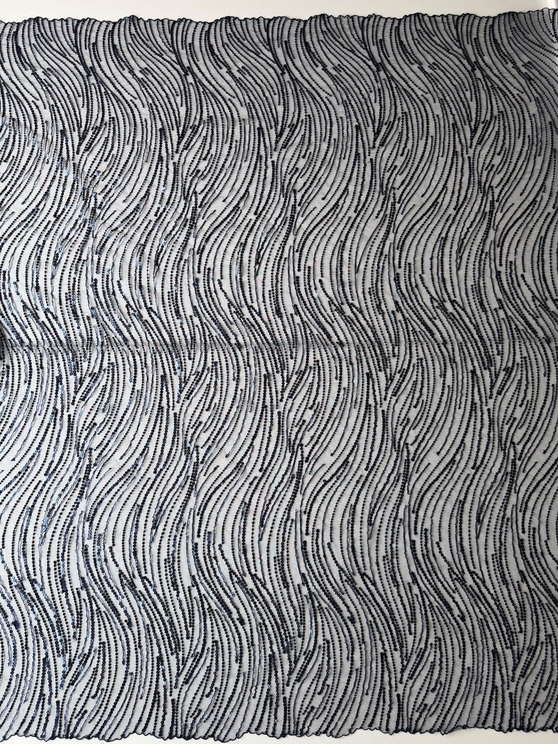 Dentelle à paillettes bleu marine - EB3011