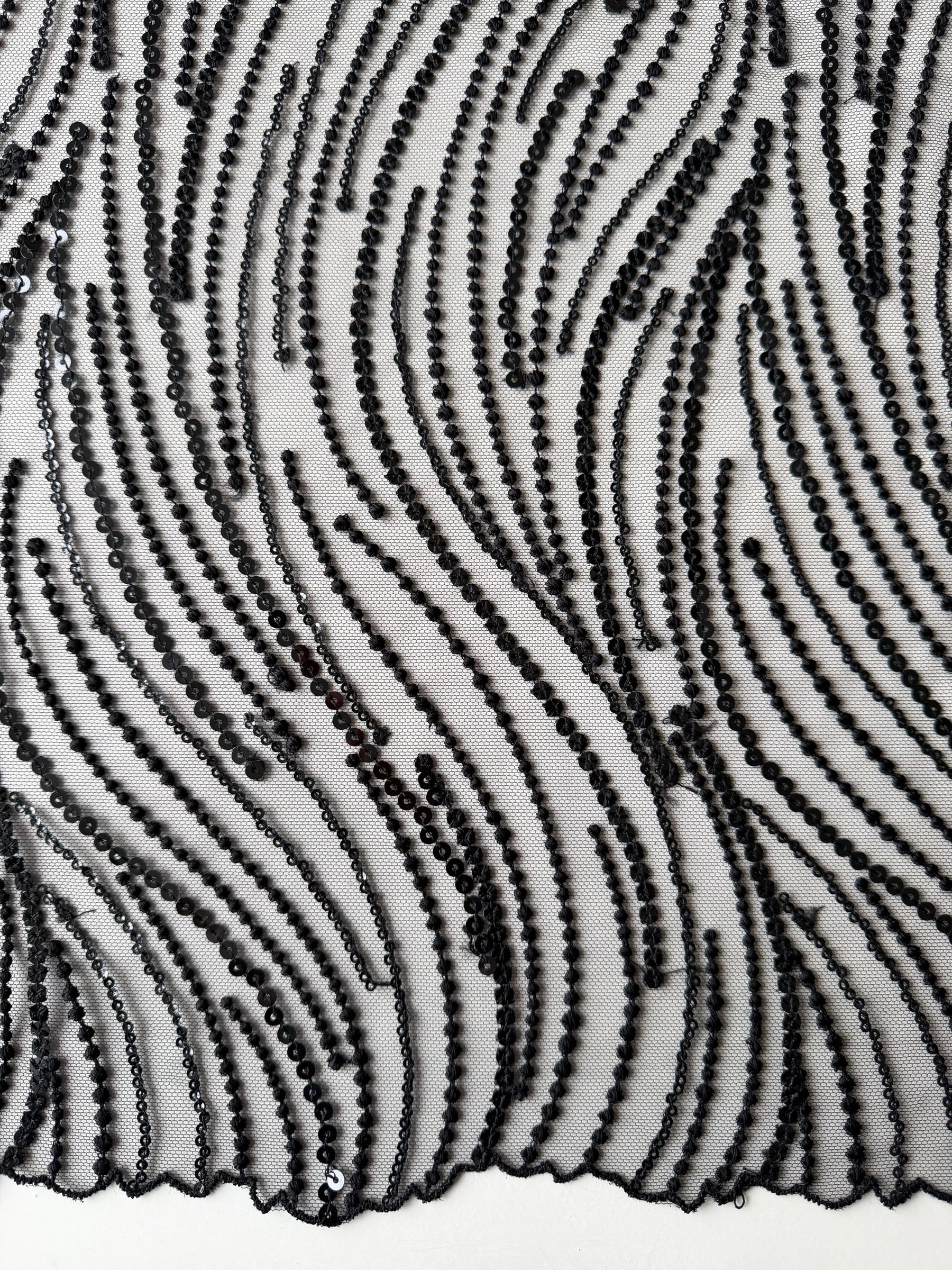 Dentelle à paillettes noires - EB3011
