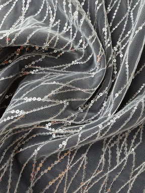 Dentelle géométrique à paillettes ivoire - EB3024
