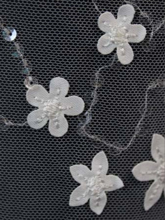 Ivory Embroidered Sequin Tulle - EB3030