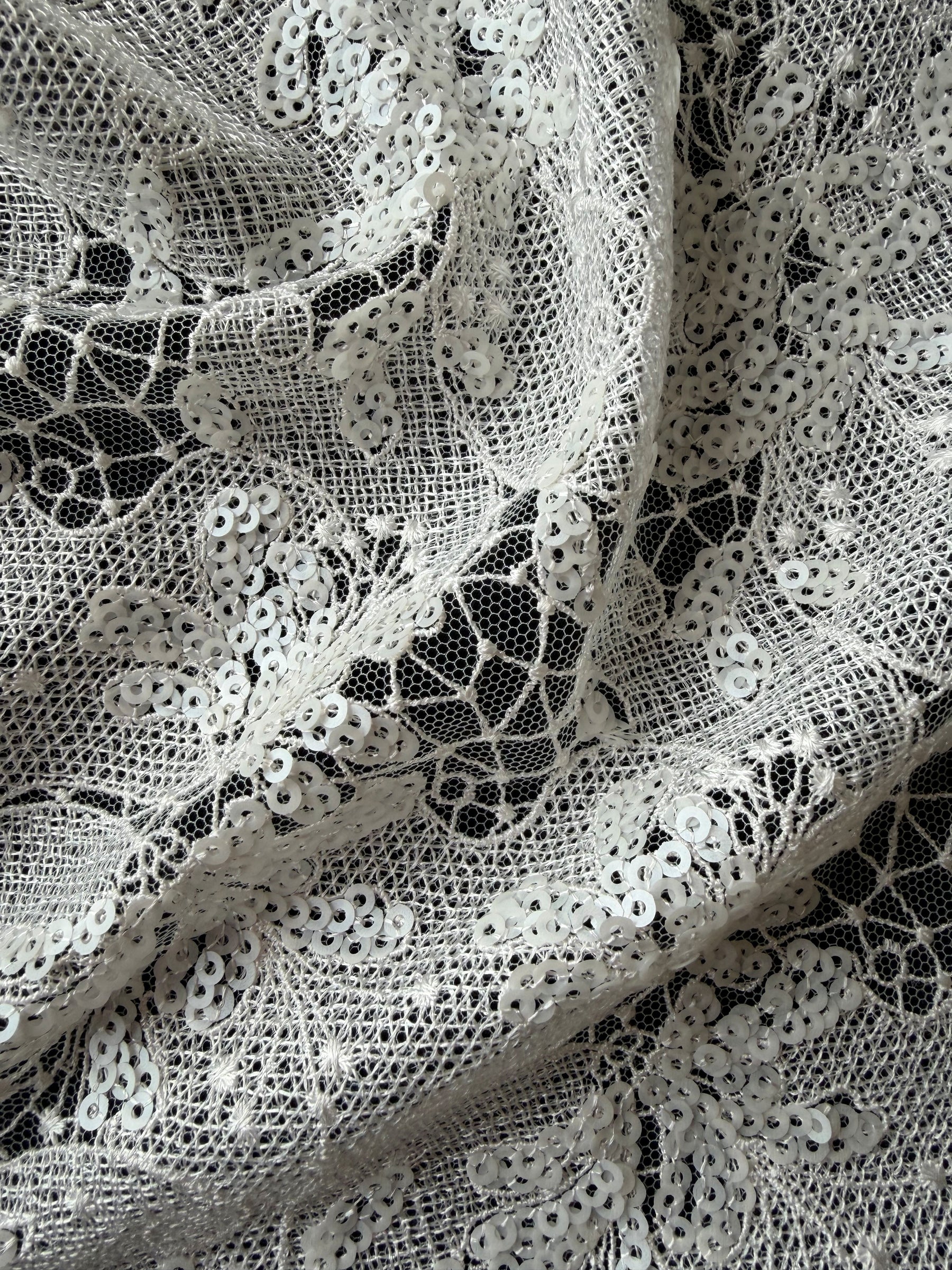 Dentelle brodée de sequins ivoire - EB3038