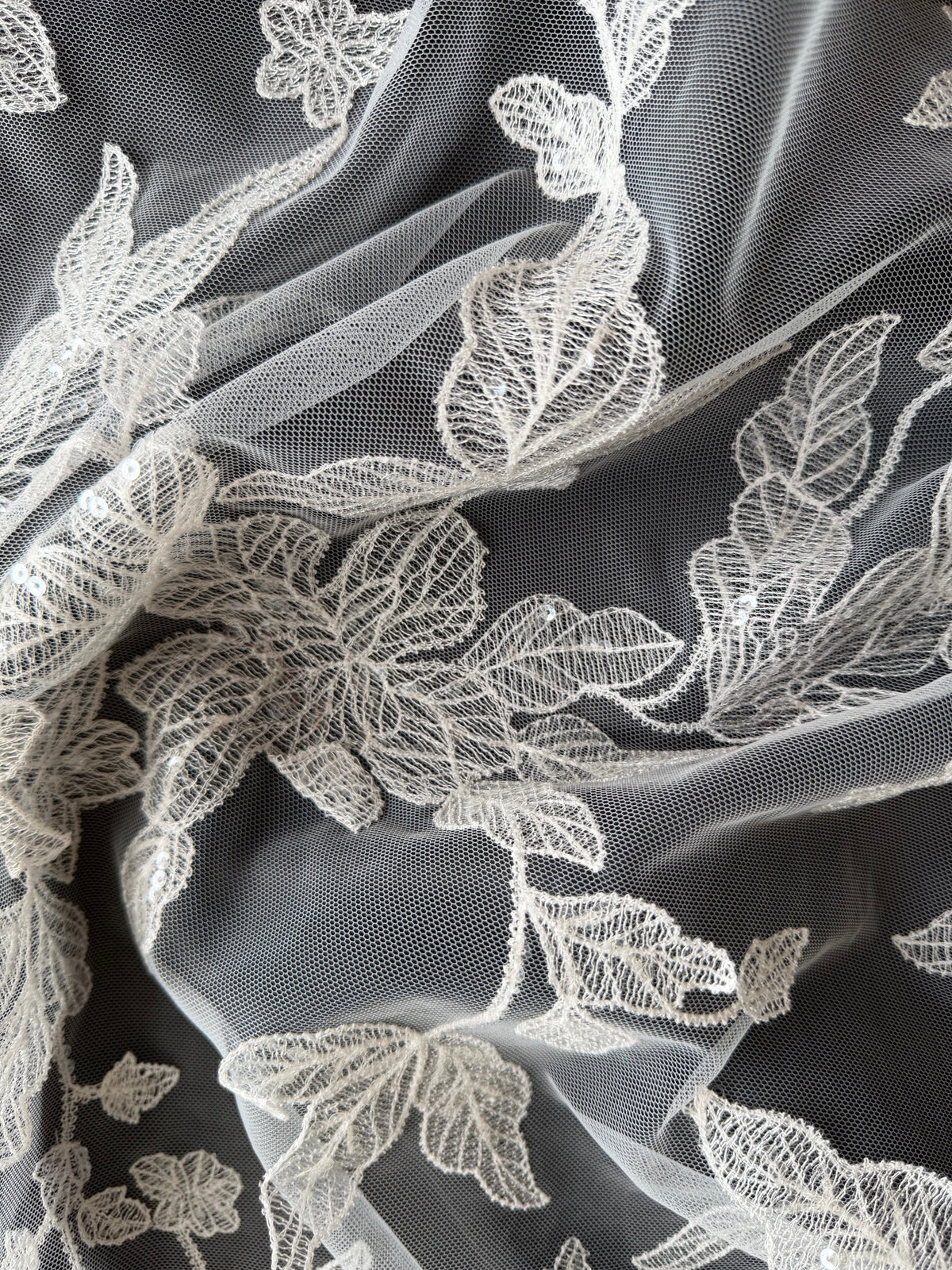 Dentelle à paillettes ivoire - EB3040 