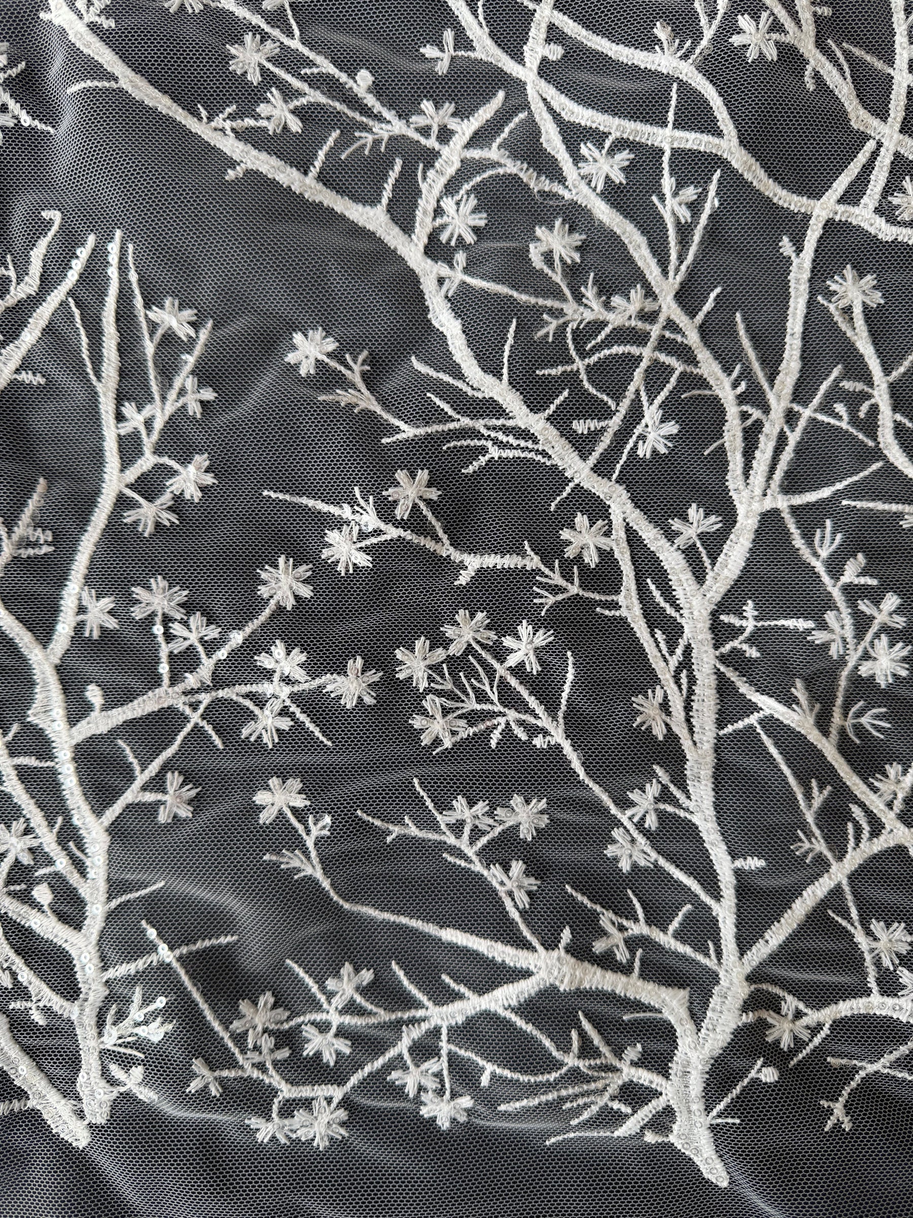 Dentelle brodée de sequins ivoire - EB3043