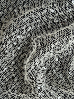 Dentelle Raschel à paillettes ivoire - EB3046