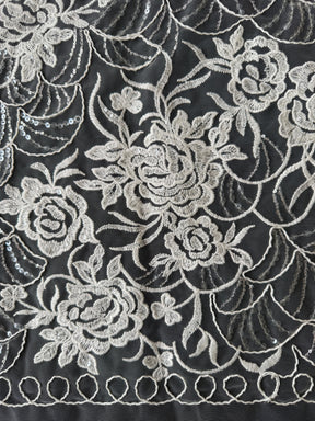 Dentelle Raschel à paillettes ivoire - EB3047