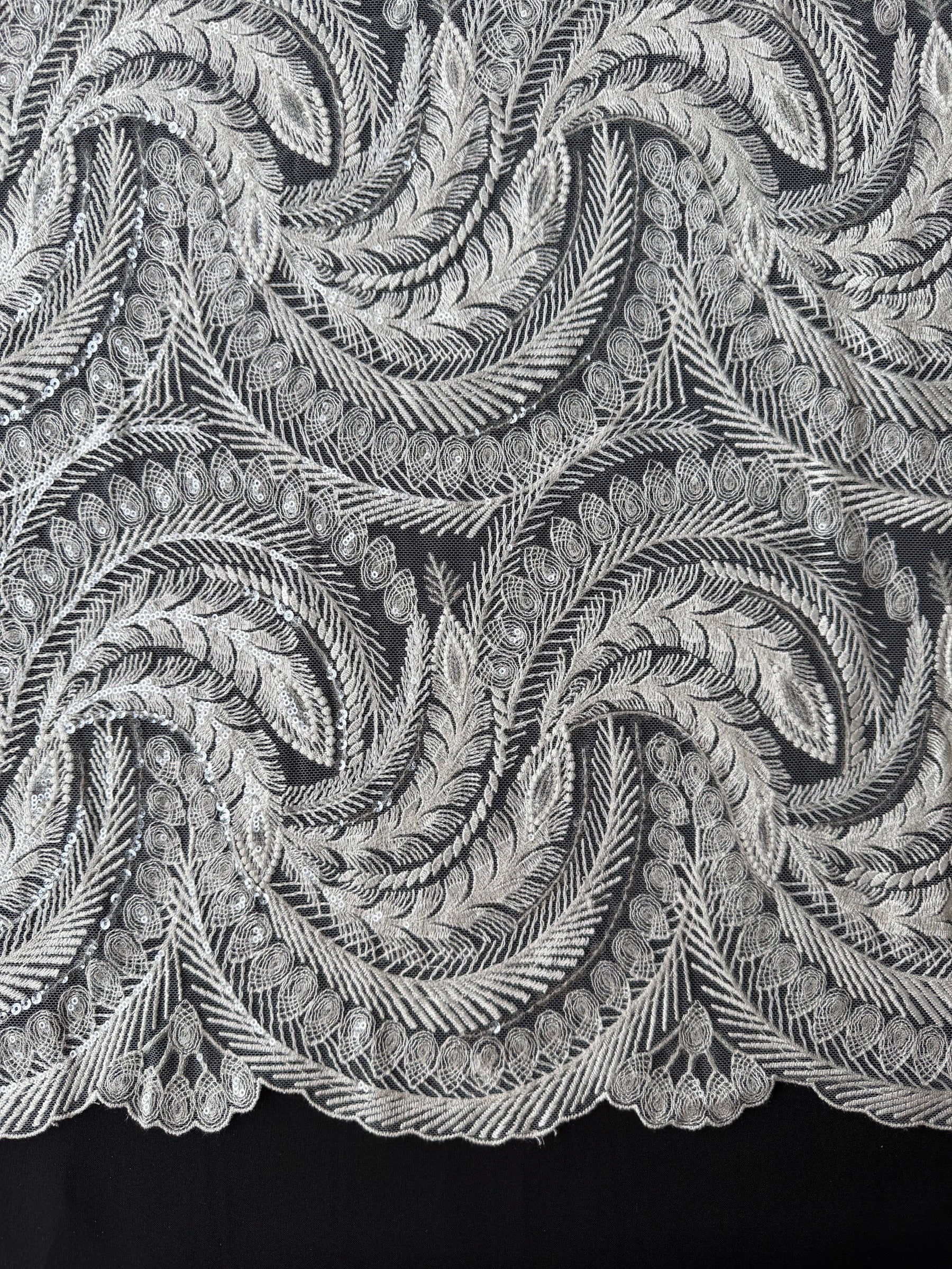 Dentelle à paillettes ivoire - EB3048