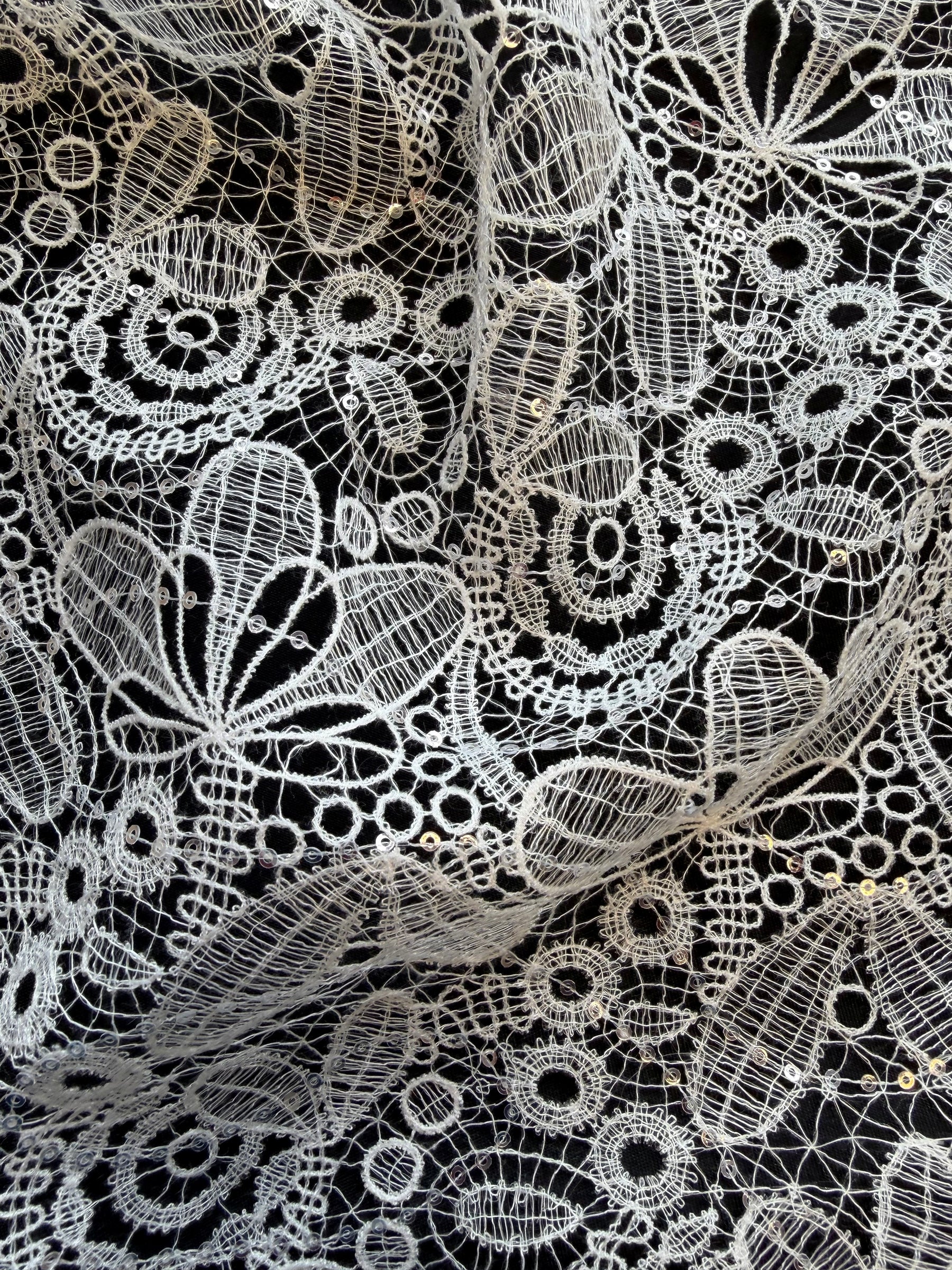 Dentelle de mariée à paillettes ivoire - EB3050