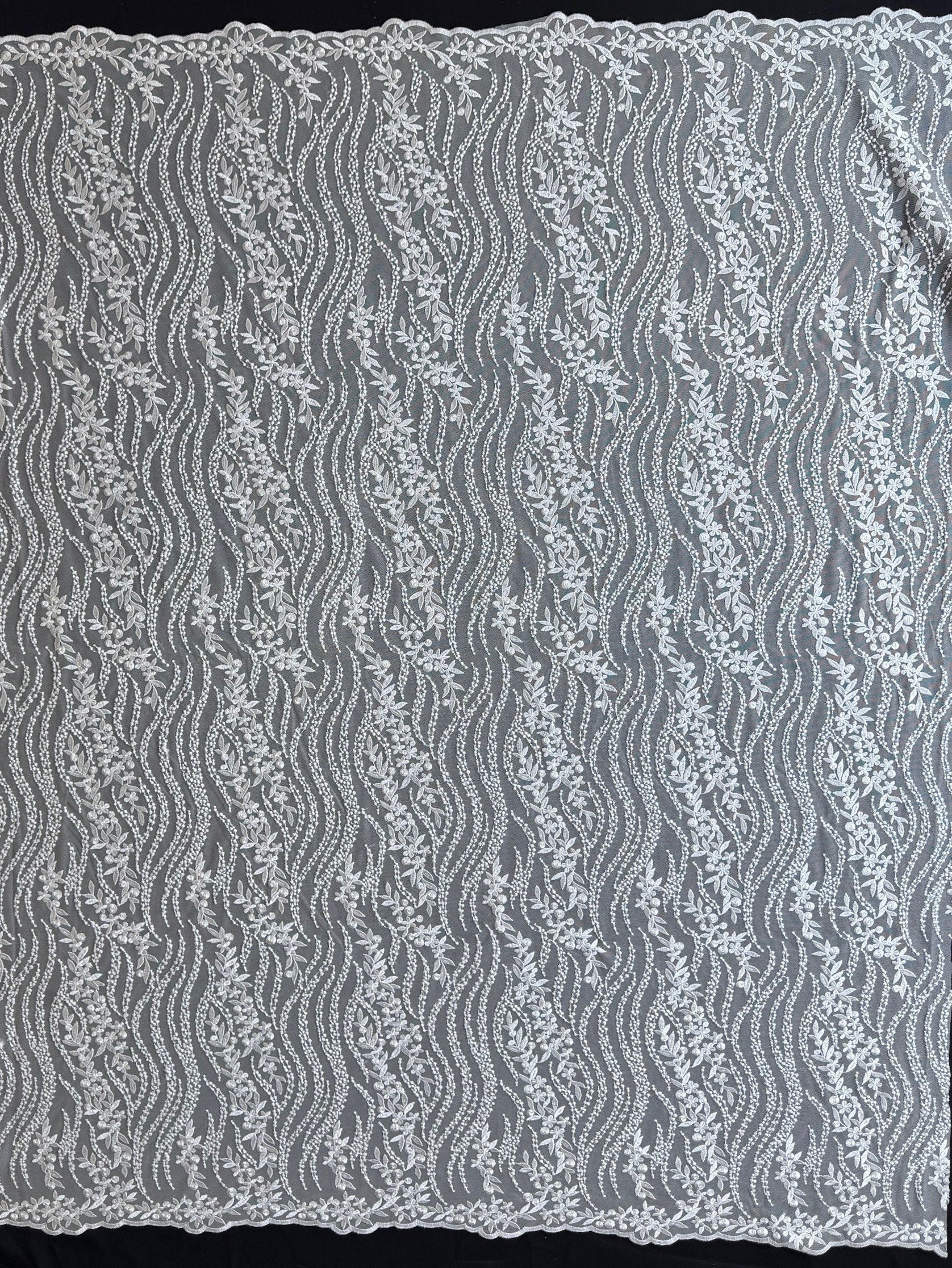 Dentelle à paillettes ivoire - EB3051