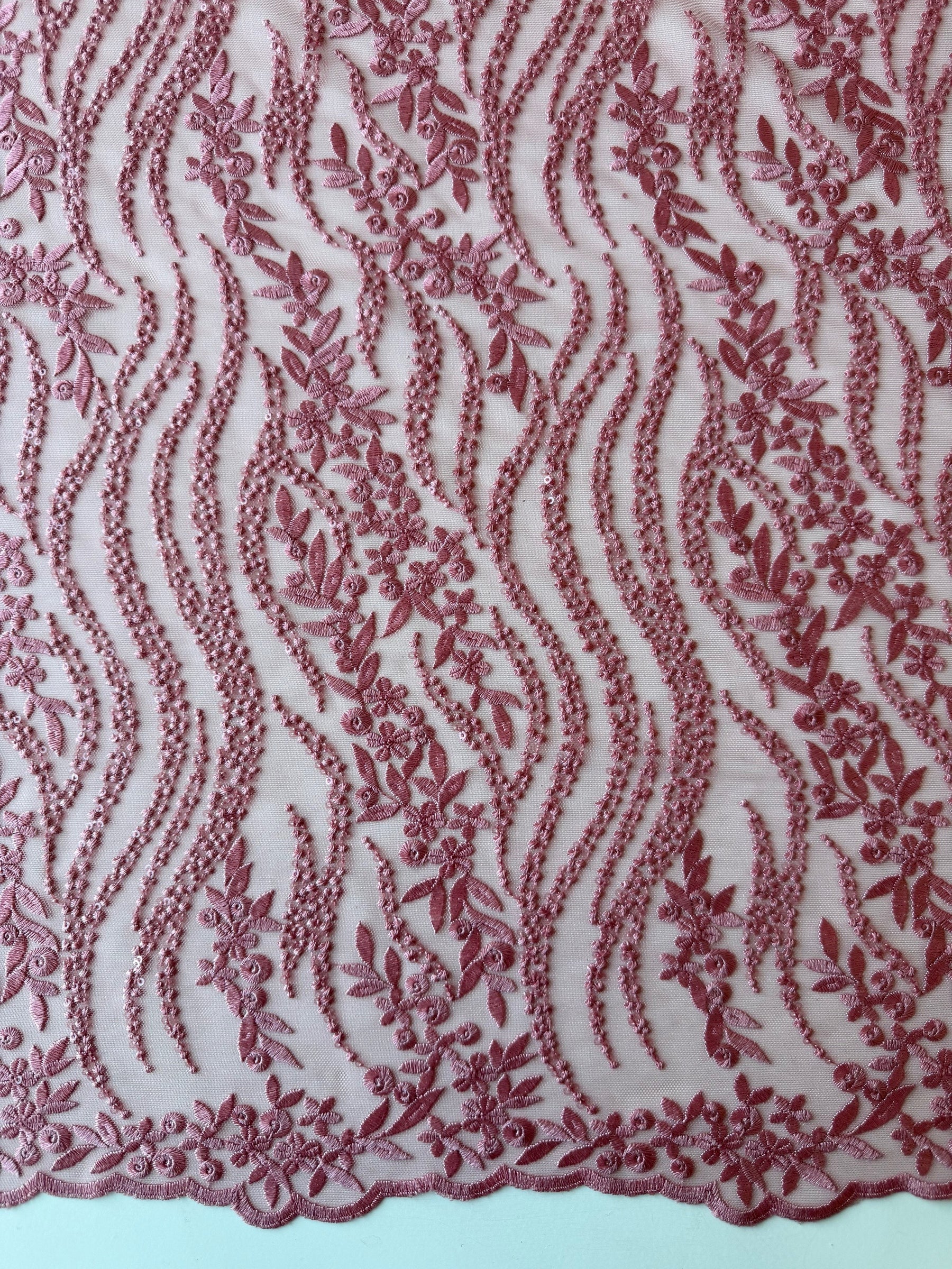 Dentelle à paillettes roses - EB3051