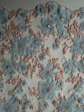 Dentelle brodée rose et bleue - EB3053
