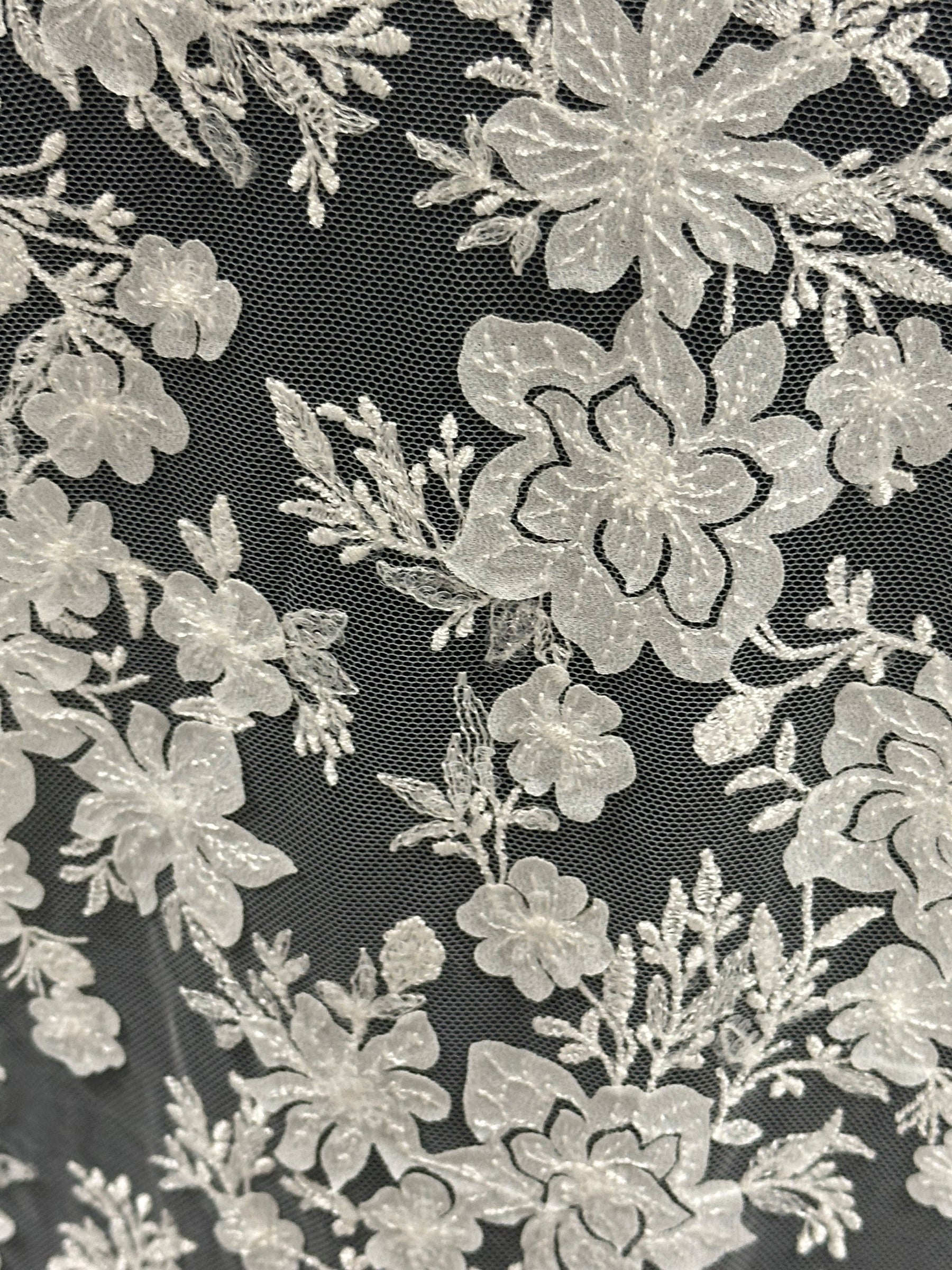 Dentelle brodée à sequins ivoire - EB3053