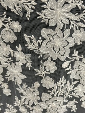 Dentelle brodée à sequins ivoire - EB3053