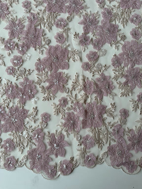 Dentelle brodée Rose poudré - EB3053