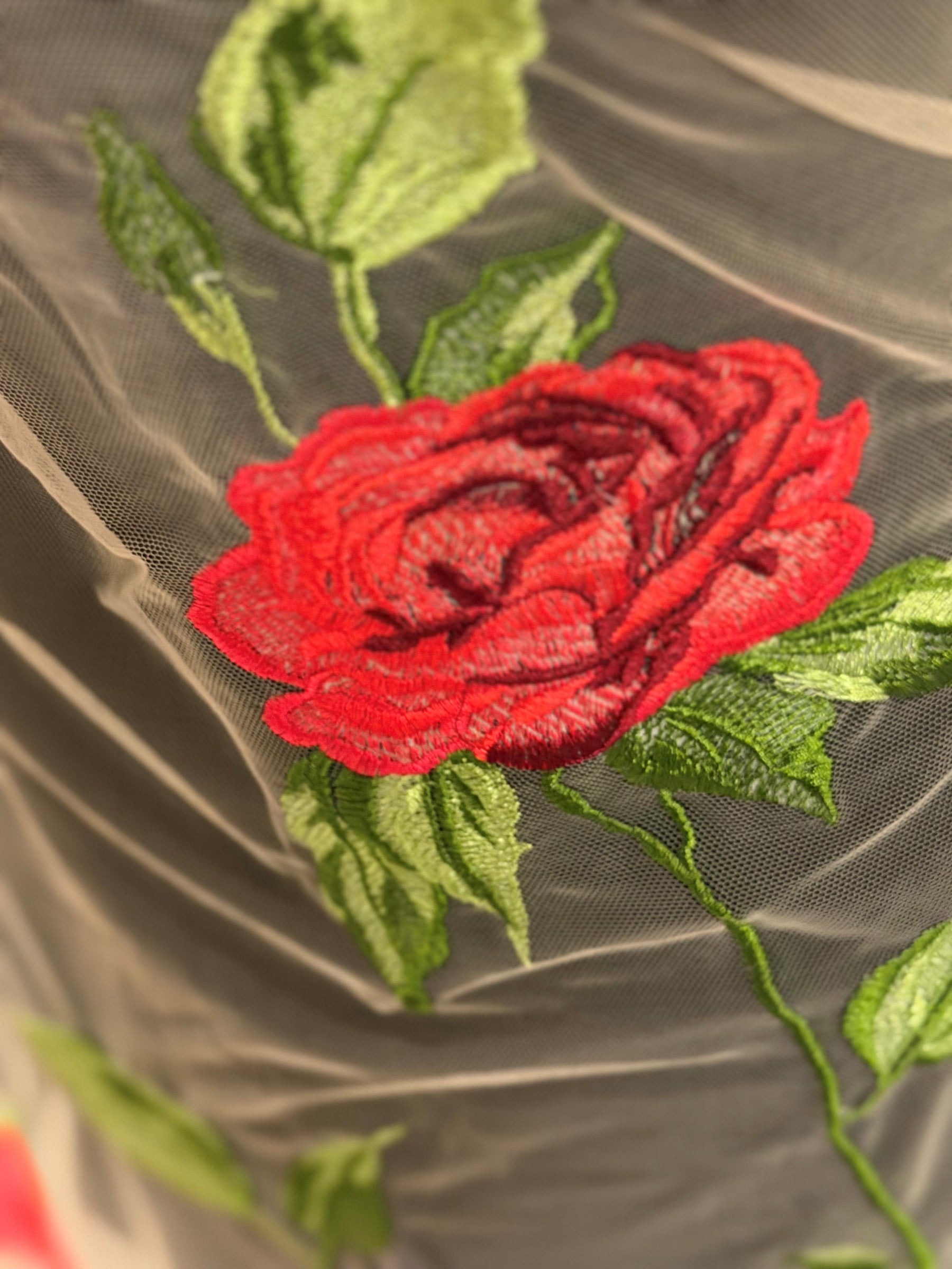 Dentelle rose brodée couleur chair - EB5004