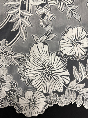 Dentelle florale brodée ivoire - EB5057