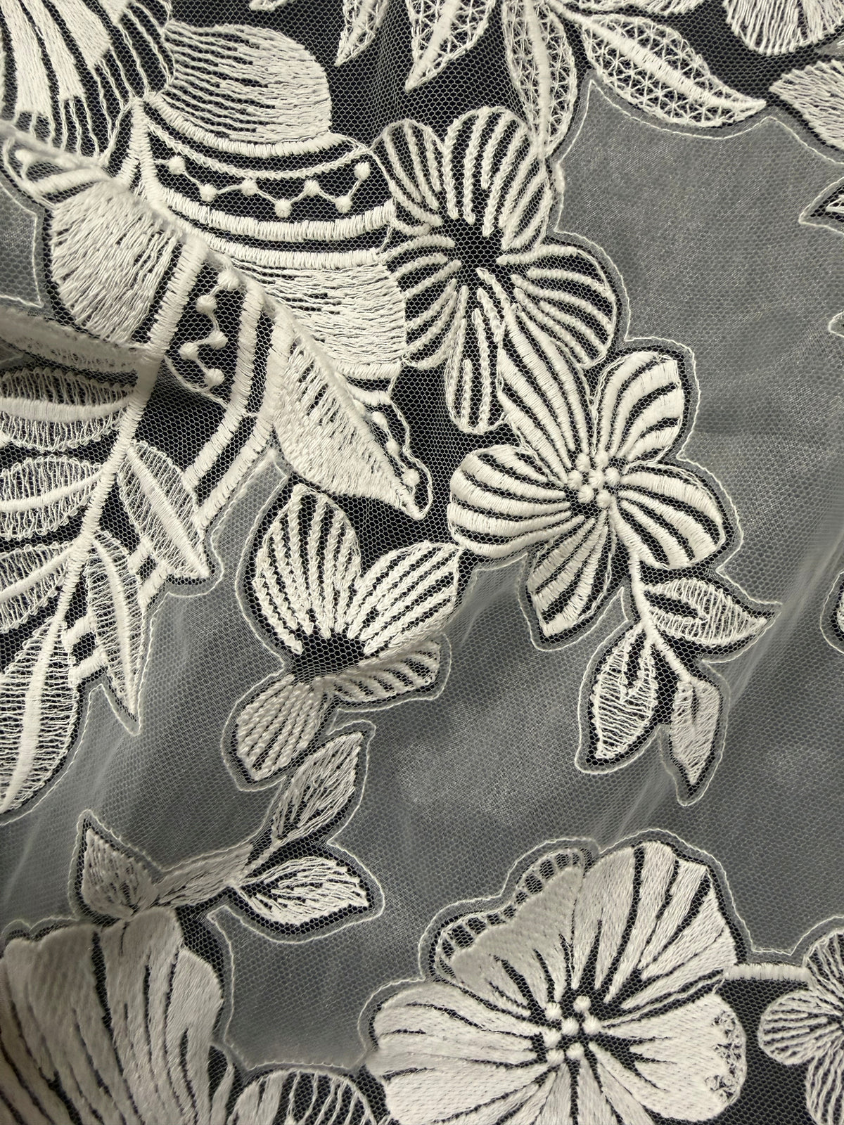 Dentelle florale brodée ivoire - EB5057