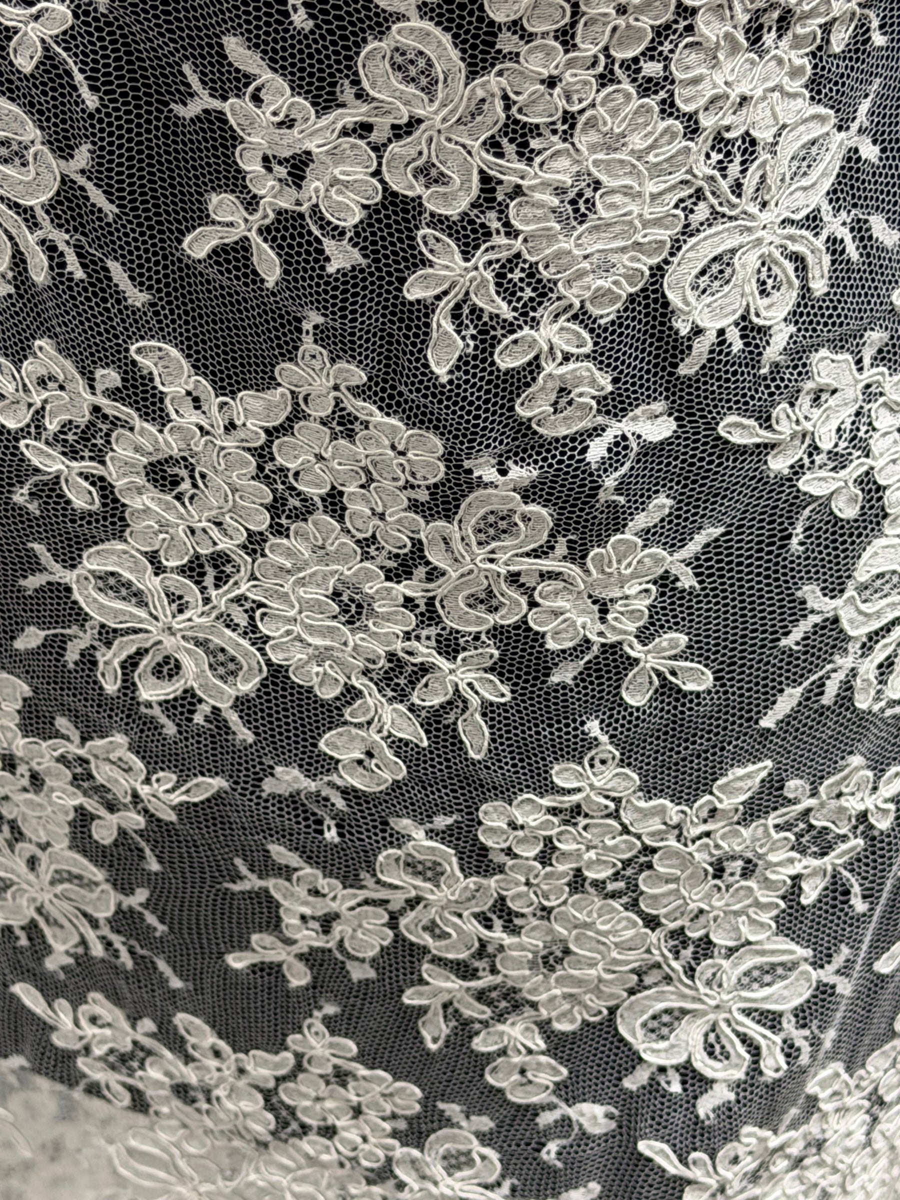 Dentelle Chantilly ivoire à cordon – Zetina