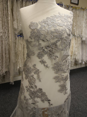 Dentelle Broderie Gris Étain - Garbo