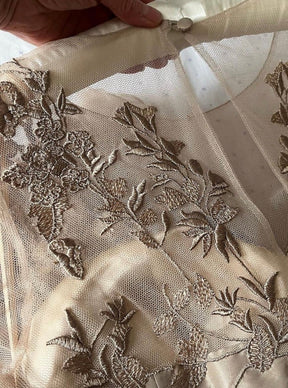 Dentelle Broderie Gris Étain - Garbo