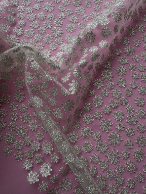 Tulle Fleur Pailleté Ivoire - Yasha