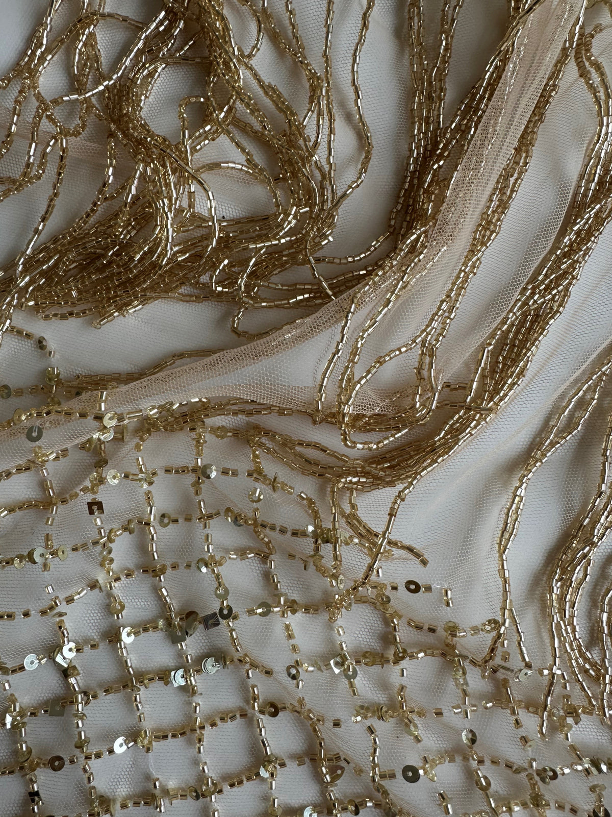 Dentelle perlée dorée - Delwyn