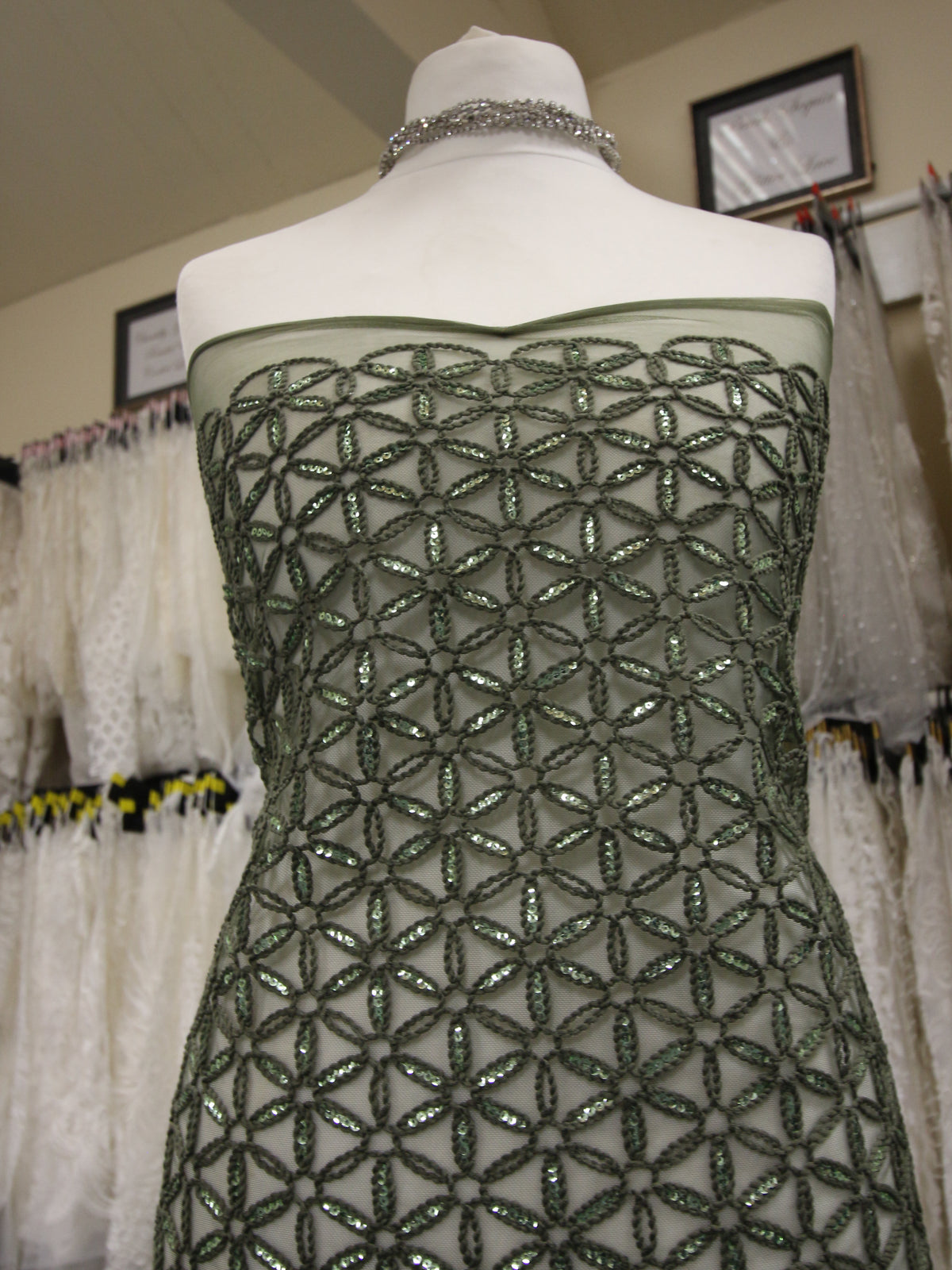 Dentelle Brodée Verte - Côme