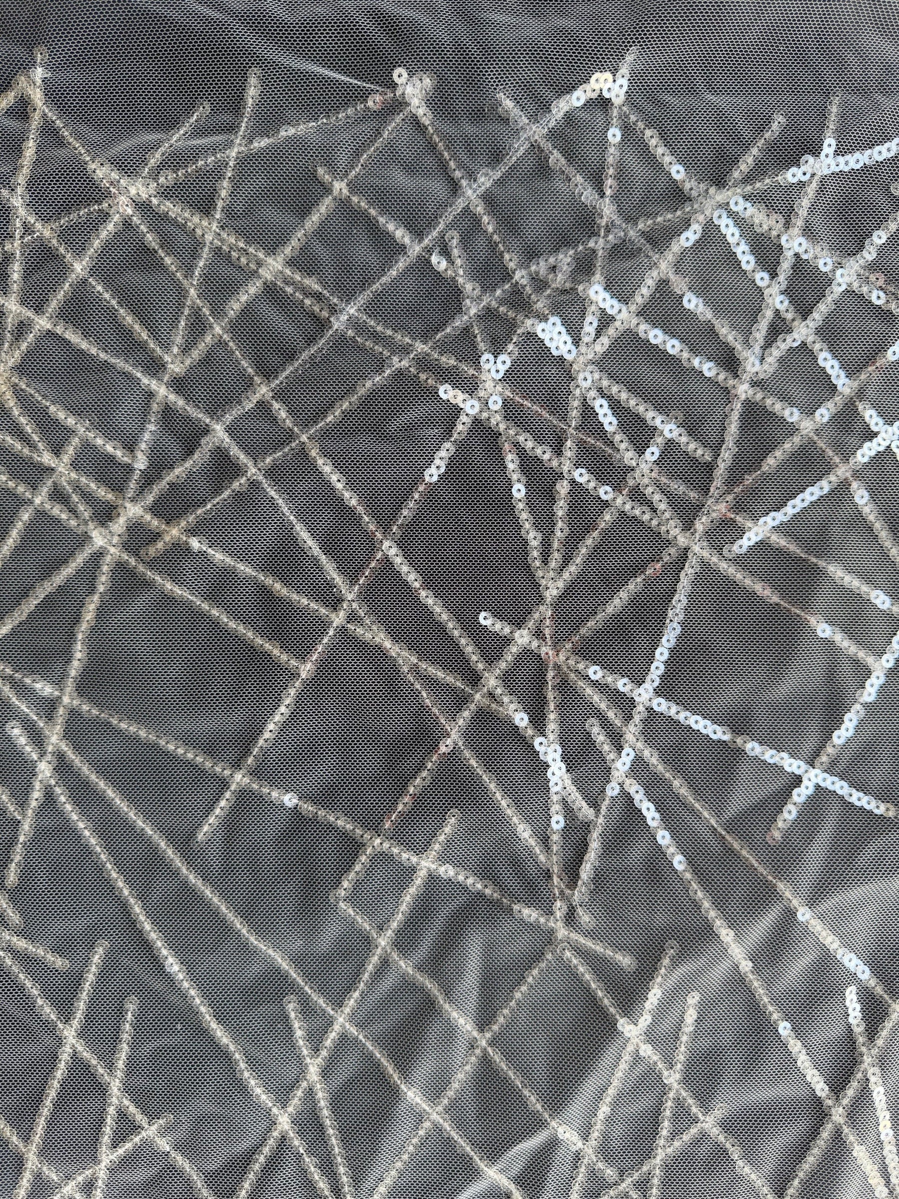 Tulle brodé de sequins ivoire - EB3022