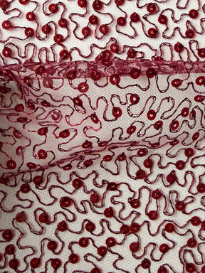 Tulle à sequins brodé couleur vin – EB3001