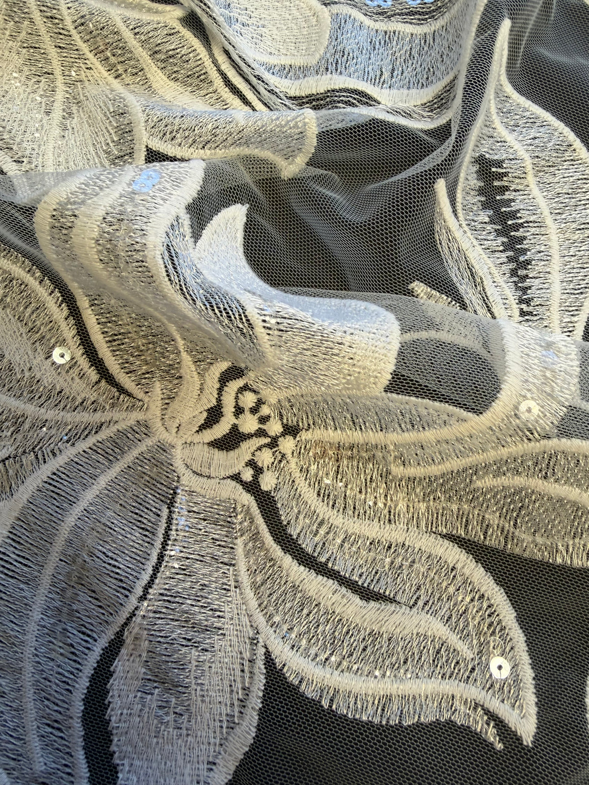 Ivory Sequin Embroidery Lace - EB3058