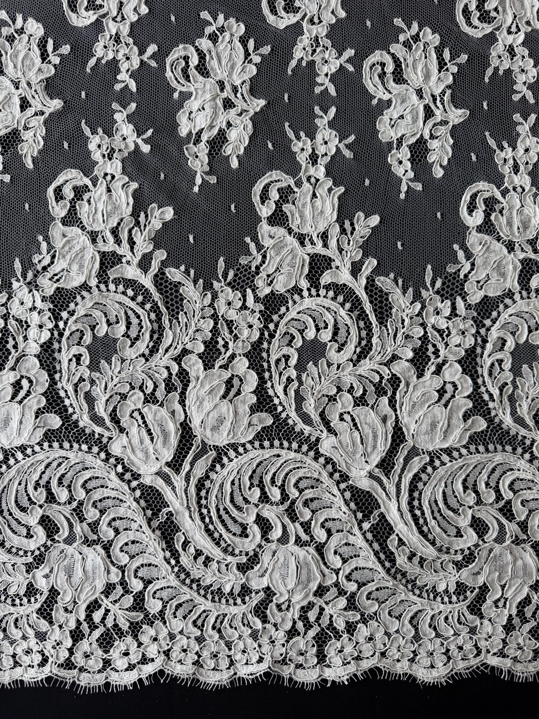 Dentelle de Chantilly ivoire brodée - Beckina