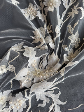 Dentelle brodée ivoire - EB1015