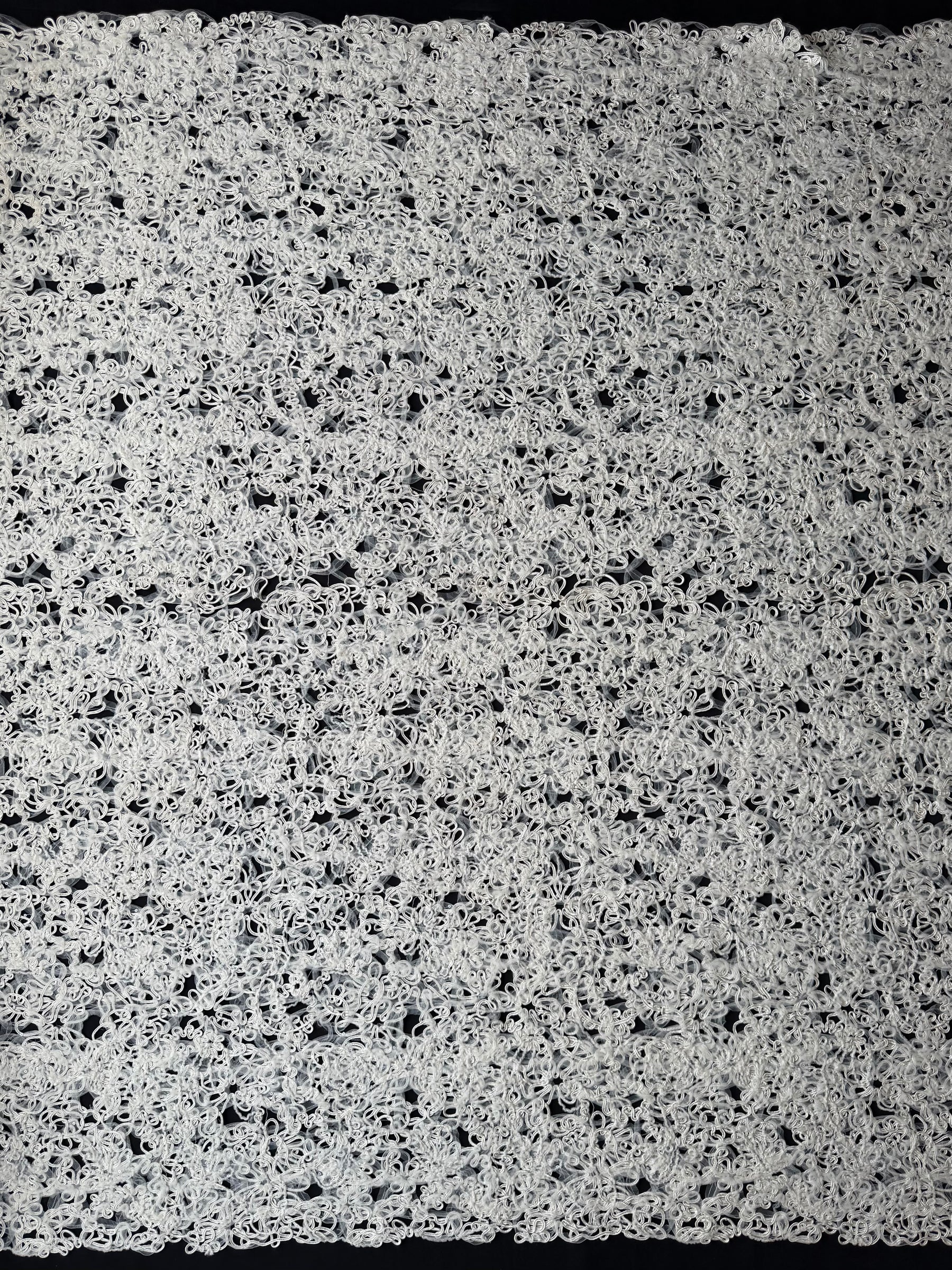 Ivory Sequin Abstract Lace - P870