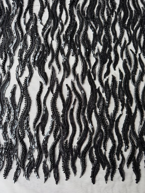 Tulle noir brodé de perles - EB1089