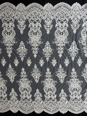 Tulle brodé de perles ivoire - EB1027