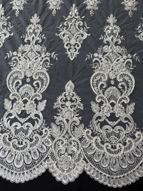 Tulle brodé de perles ivoire - EB1027