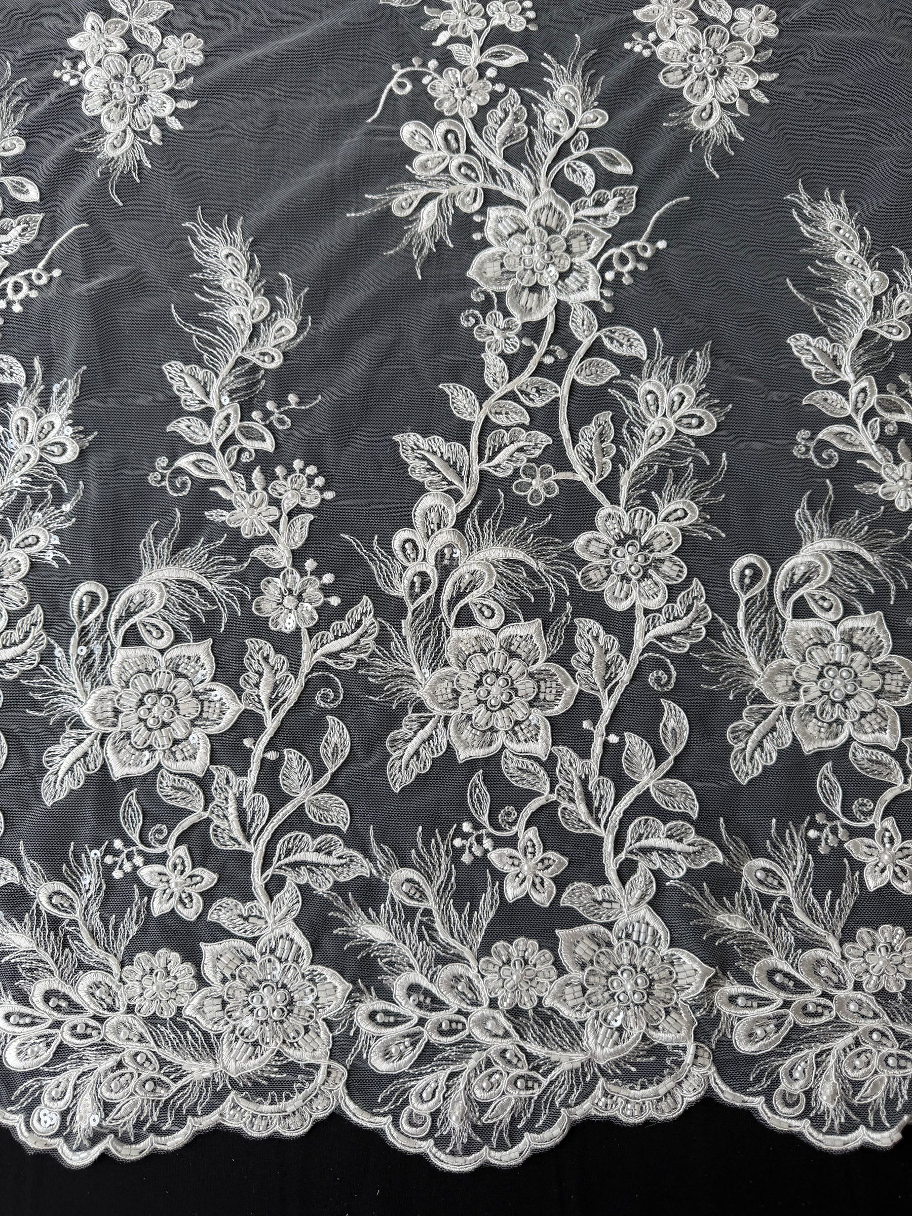Ivory Beaded and Corded Lace - Habina
