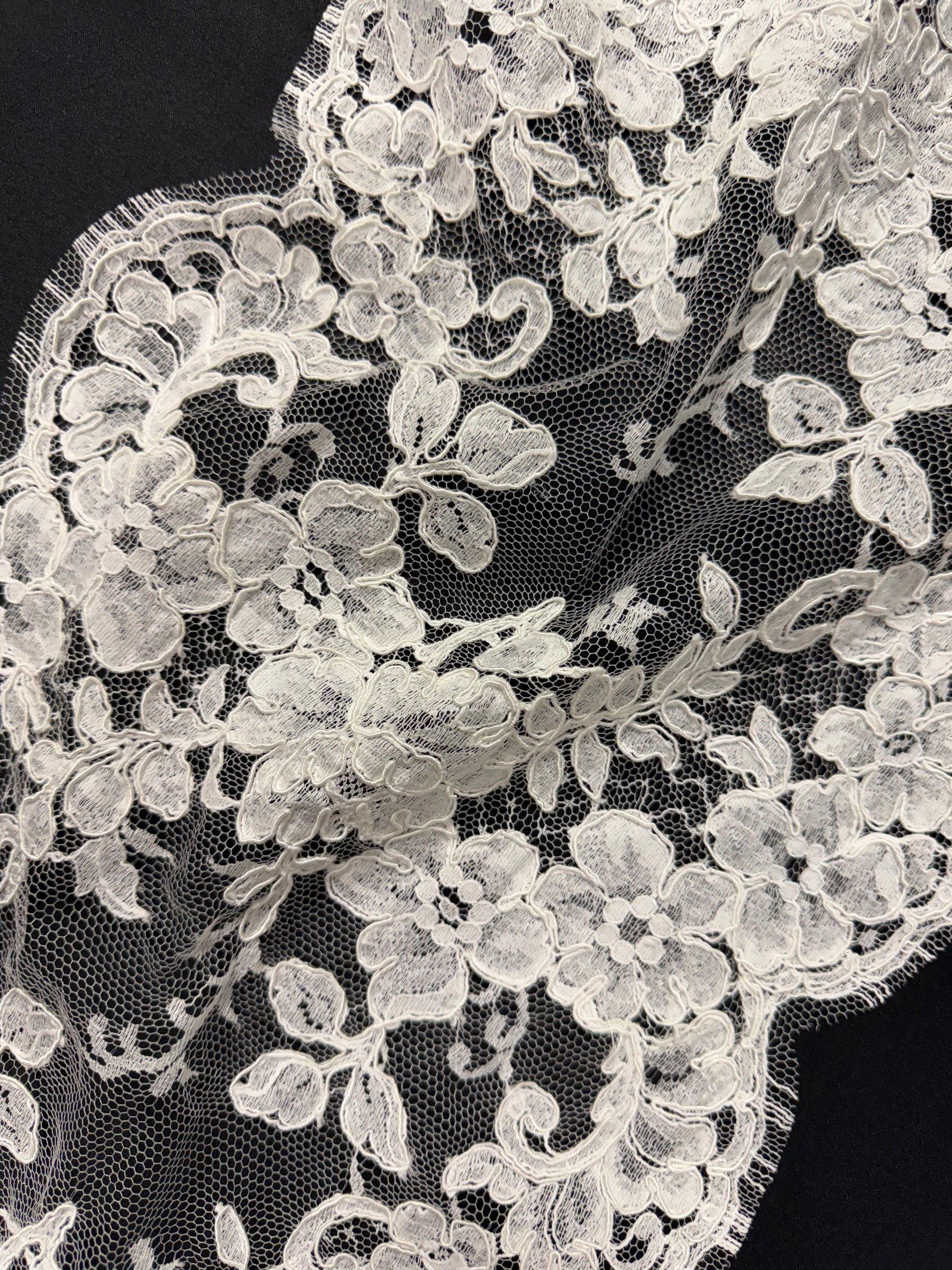 Ivory Corded Chantilly Lace Trim - Rio