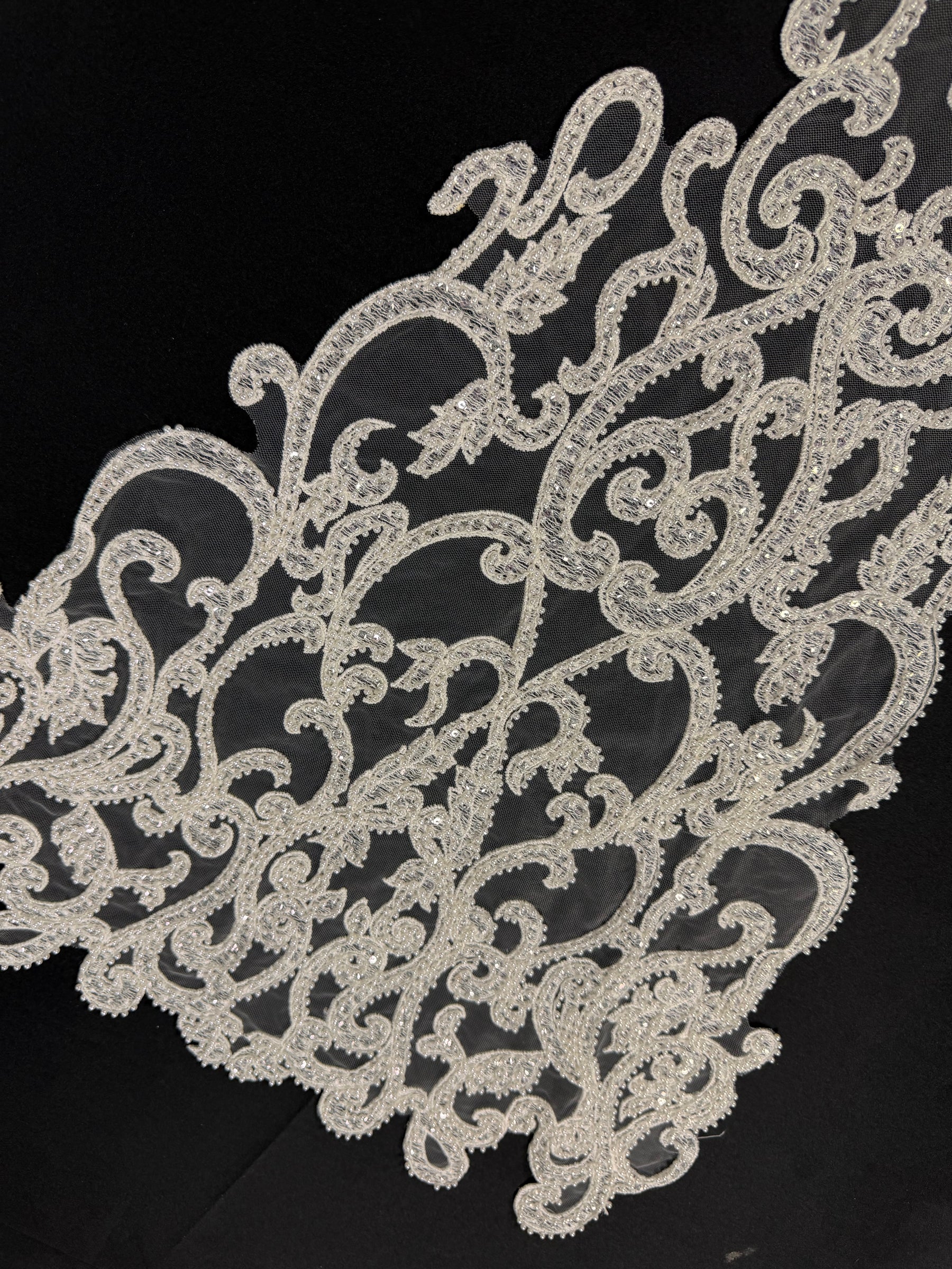 Ivory Beaded Lace Appliques - MT3001