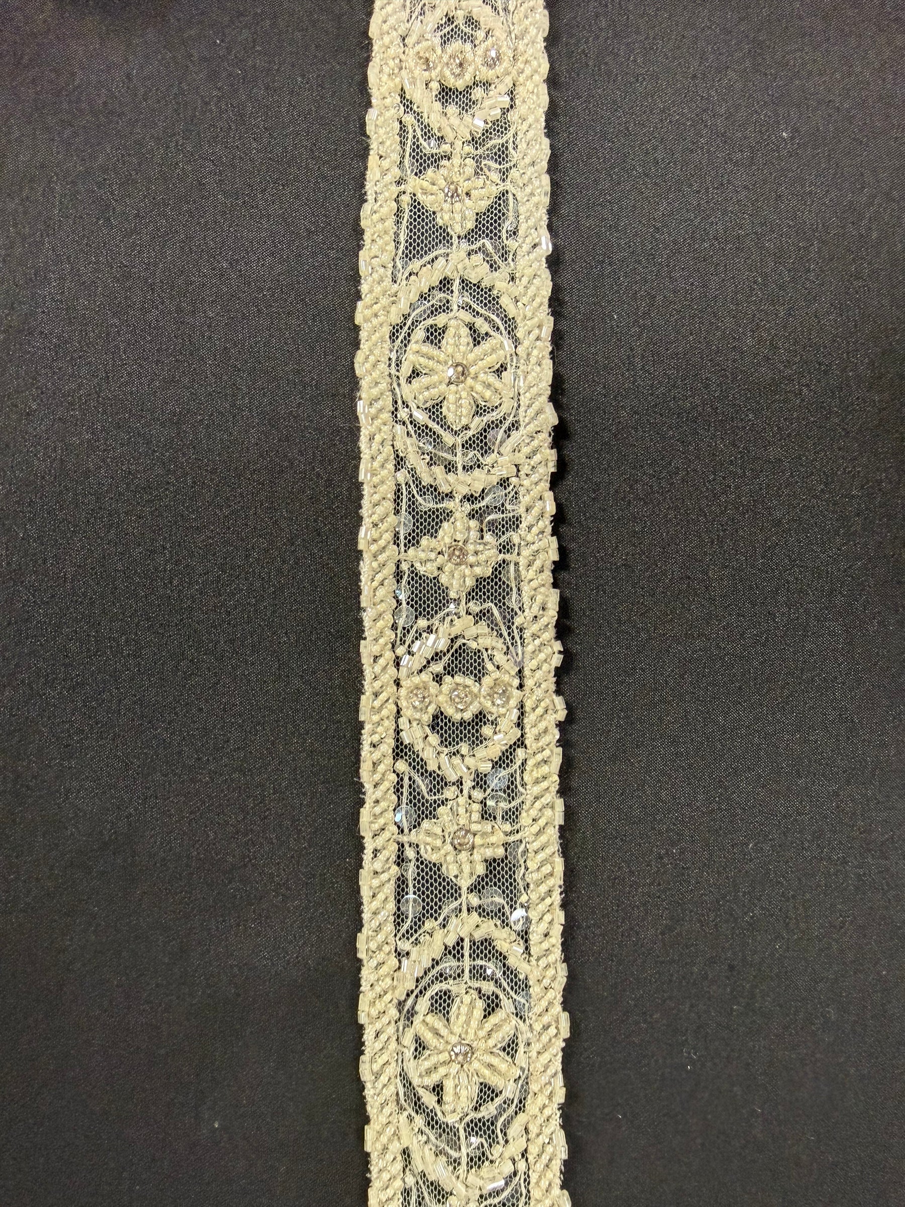 Ivory Beaded Lace Trim - T132