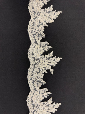 Ivory Corded and Beaded Lace Trim - T787