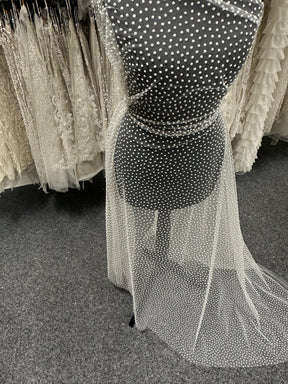 Dentelle ivoire à paillettes - Inde (CF)