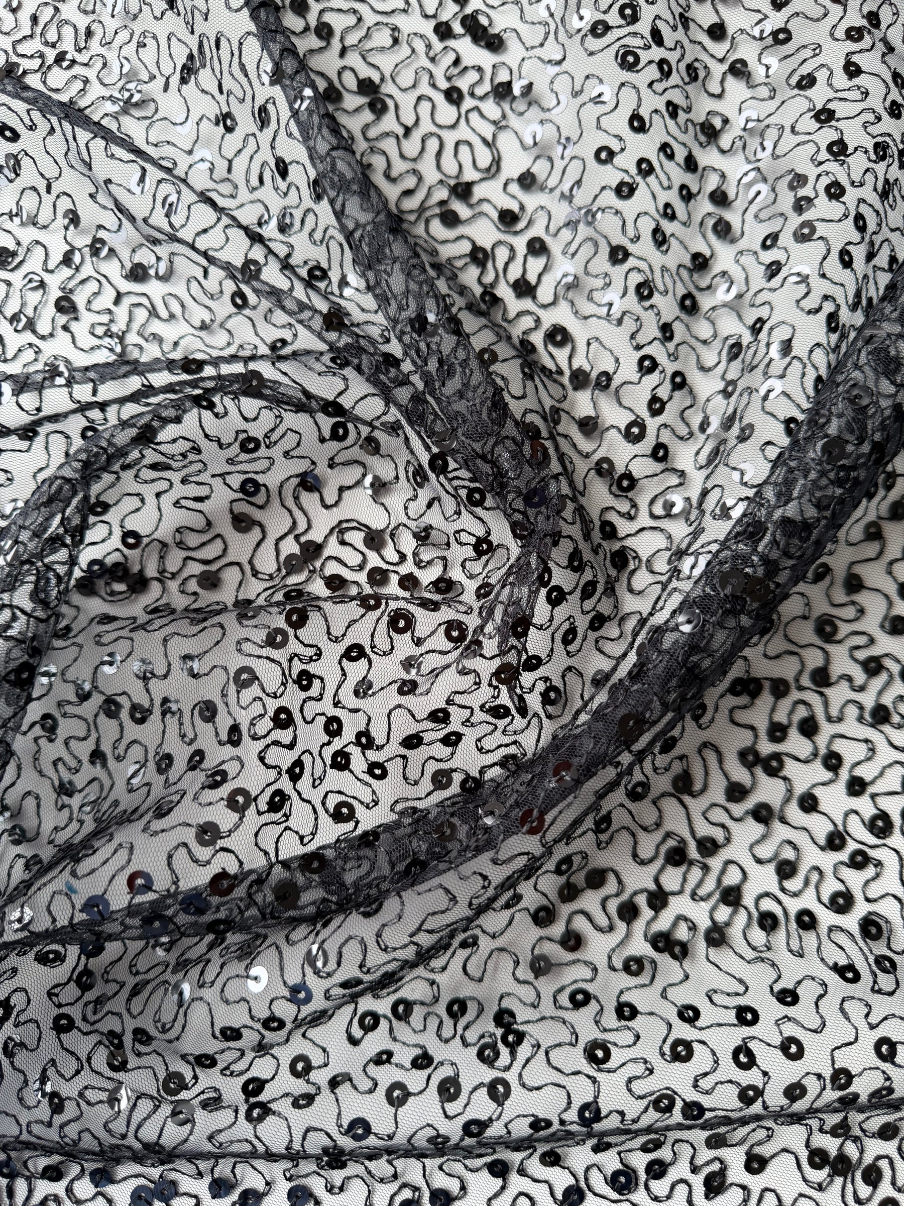 Tulle à sequins brodés noirs – EB3001