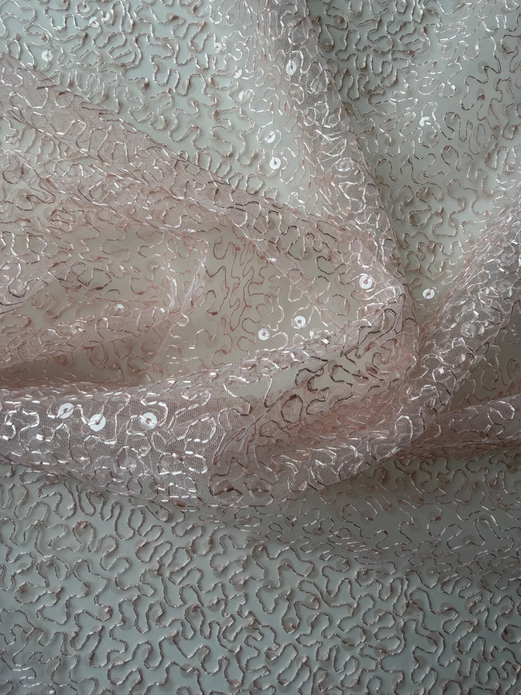 Tulle à sequins brodé rose antique – EB3001
