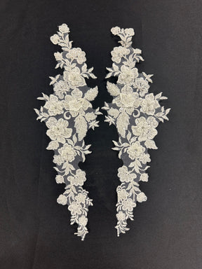 Appliques en dentelle perlée ivoire - AP 2254 (CF)